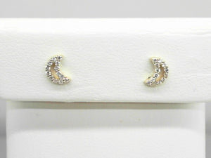 14K WG .18 CTW Diamond Crescent Moon Outline Studs
