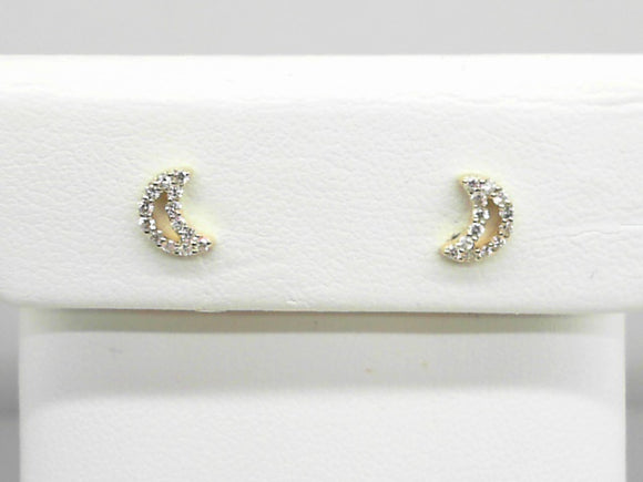 14K WG .18 CTW Diamond Crescent Moon Outline Studs
