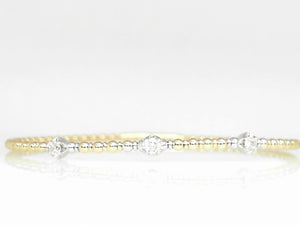 Two Tone Diamond Beaded Bangle Bracelet