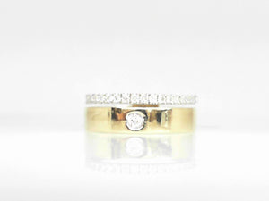 Two Tone Diamond Bezel Set Ring