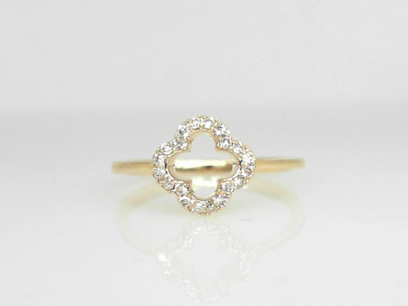 14K YG .16 CTW Diamond Clover Ring #17477
