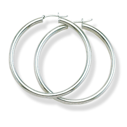 Sterling Silver Plain Shiny Hoop Earrings