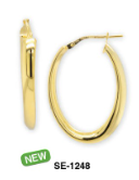 18K Gold bonded with Sterling Silver Oval Torque Earrings