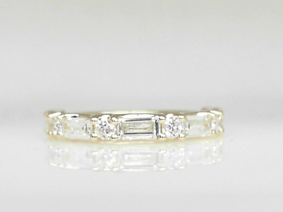 Yellow Gold Lab Grown Round and Baguette Band