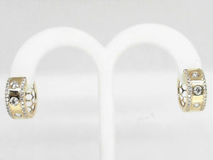 14k Yellow Gold Diamond Huggie Earrings