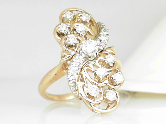 Yellow Gold Flat Diamond Fancy Fashion Ring