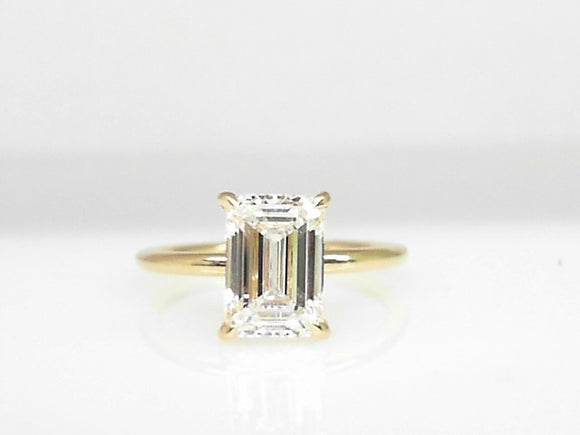 14k Yellow Gold Lab Emerald Diamond 2.03ct with Hidden Halo