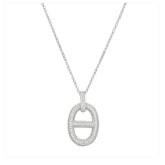 Charles Garnier Sterling Silver CZ Marina Motif Pendant Necklace