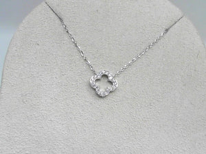 White Gold Diamond Clover Necklace
