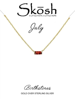 Skosh Gold Plate July Baguette Birthstone Necklace