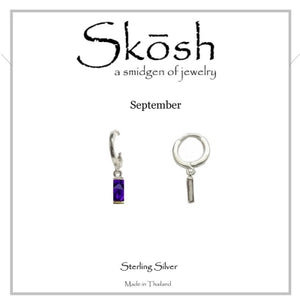 Skosh Sterling Silver "September" Huggie Birthstone Earrings