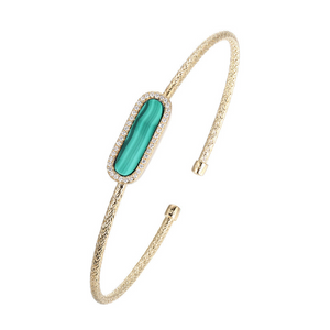 Sterling Silver Gold Plated Malachite Oblong Cuff Bracelet