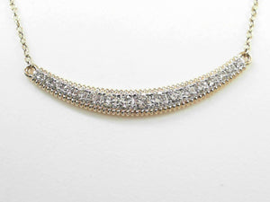 Yellow Gold Curved Diamond Bar Necklace