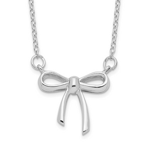 Sterling Silver Rhodium Plated 18" Bow Necklace