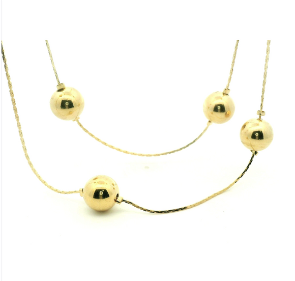 Gold Filled Large Bead-by-the-Yard Long Necklace 30