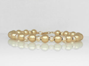 Vivi B "Mae" Gold Filled Sandblasted Beaded Bracelet 7"