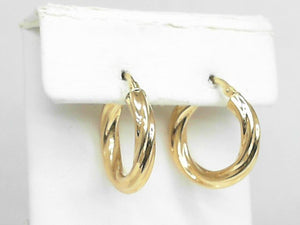 Yellow Gold Twisted Small Hoop Earrings