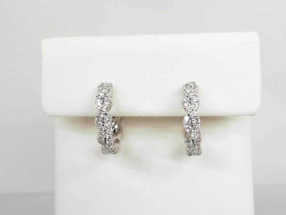White Gold Twisted Diamond Hoops
