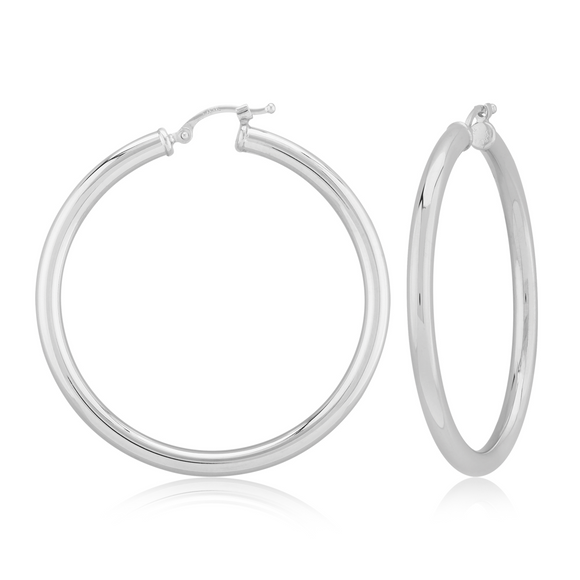 Sterling Silver 3mm x 40mm Loop Earrings