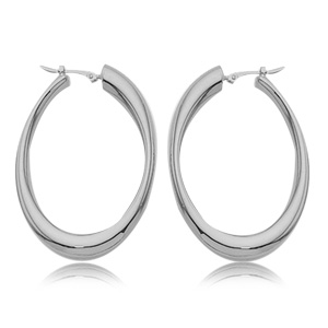 Sterling Silver Yellow Tone Large Oval Hoop Earrings