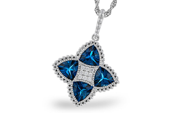 White Gold Trillion Shaped London Blue Topaz Necklace