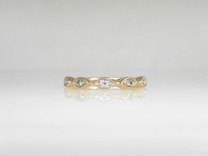 Yellow Gold Diamond and Emerald Band