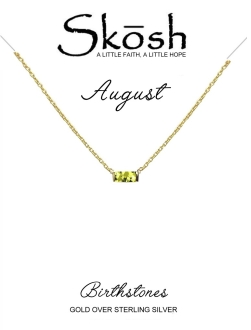 Skosh Gold Plate August Baguette Birthstone Necklace