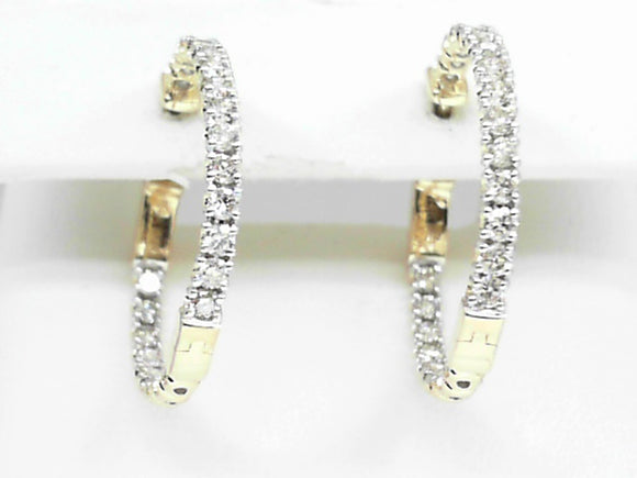 14K Yellow Gold Inside Out Diamond Hoops