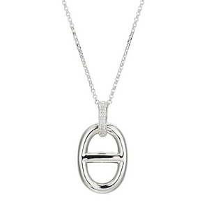 Charles Garnier Sterling Silver Paperclip CZ Pendant Necklace