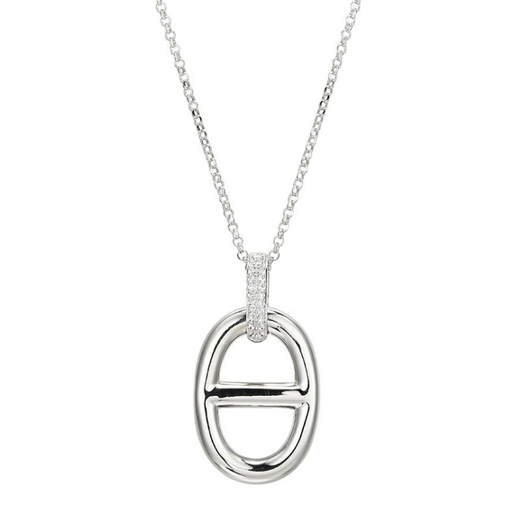Charles Garnier Sterling Silver Paperclip CZ Pendant Necklace
