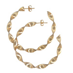 Gold Filled Ribbon Swirl Post Hoop Earrings