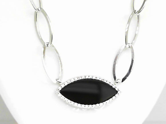 Charles Garnier Black Agate and CZ Necklace