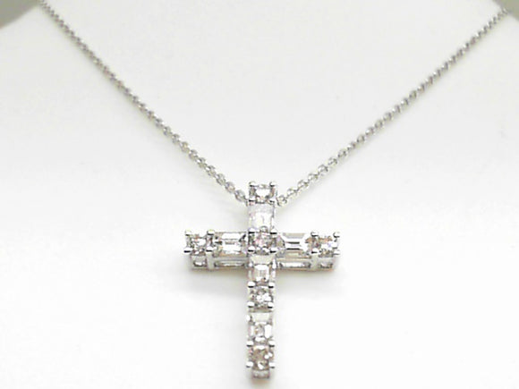 White Gold Diamond Baguette Cross Pendant