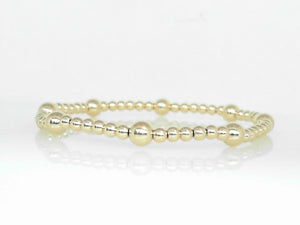Gold Filled 3+5mm Stretch Beaded Bracelet