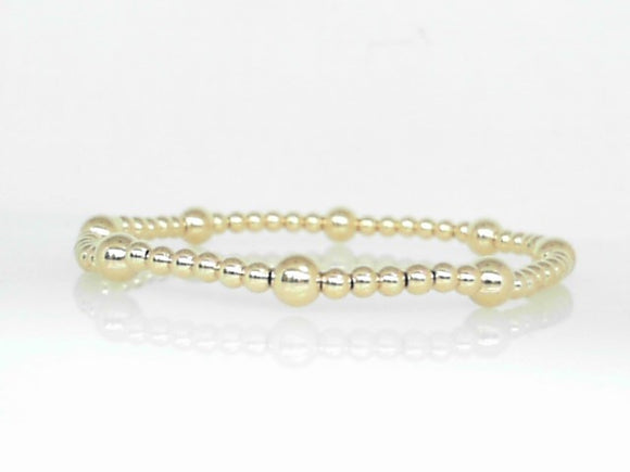 Gold Filled 3+5mm Stretch Beaded Bracelet