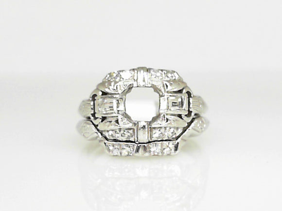 Platinum Antique Semi Mounting Bridal Set