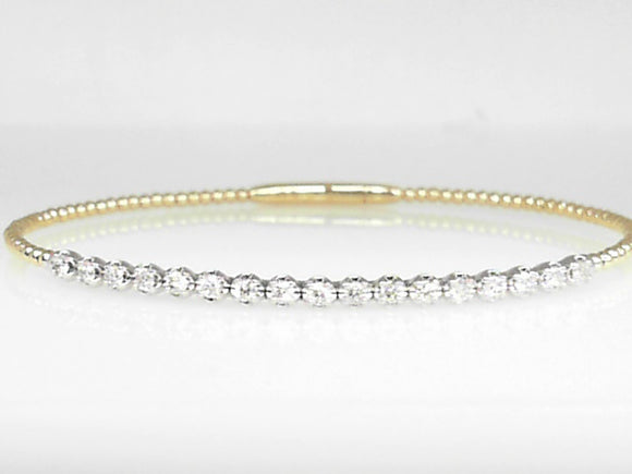 14K Two-Tone Diamond Beaded Bangle Bracelet