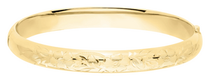 14k Gold Filled Floral 8mm Bangle Bracelet