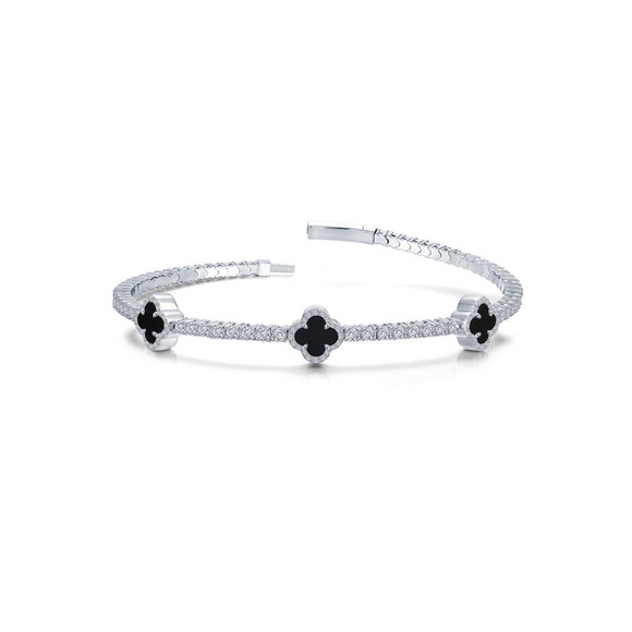 Sterling Silver Black Onyx 2.40ctw Tennis Bangle Bracelet