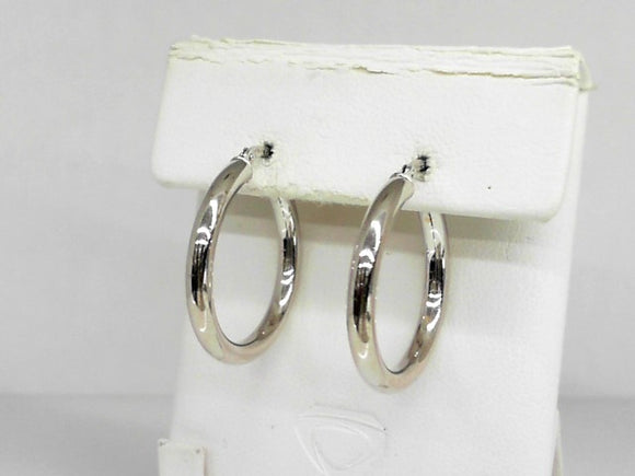 White Gold Small Tube Hoops