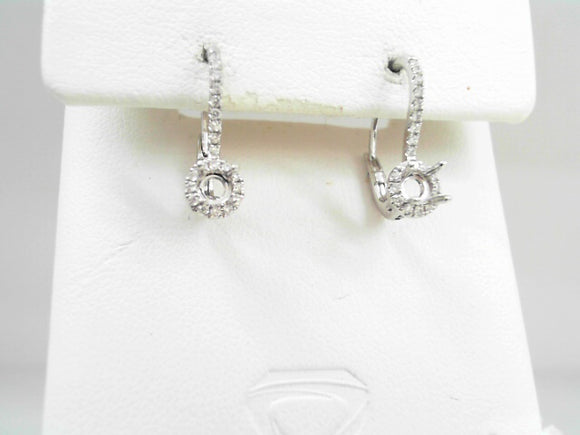 White Gold Diamond Leverback Earrings (Semi Mounting)