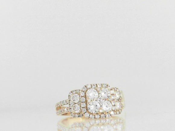 Yellow Gold Diamond Cluster Ring with 1.31 CTW
