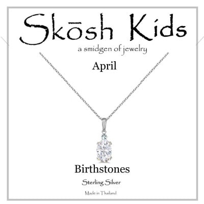 Skosh Kids Silver April Birthstone Necklace 14