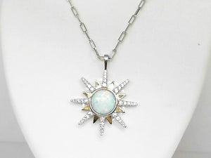 Charles Garnier Two-Tone Opal Starburst Paperclip Necklace