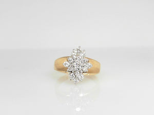 Yellow Gold Diamond Cluster Ring