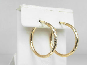 Yellow Gold Medium Sized Diamond Cut Hoops