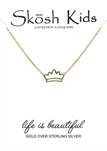 Skosh Sterling Silver Gold Plated Crown Kids Necklace 14"