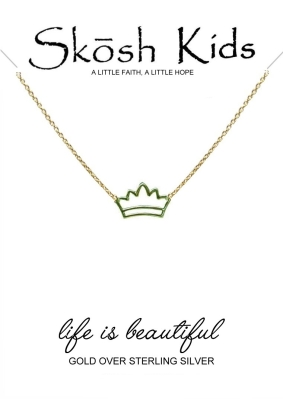 Skosh Sterling Silver Gold Plated Crown Kids Necklace 14