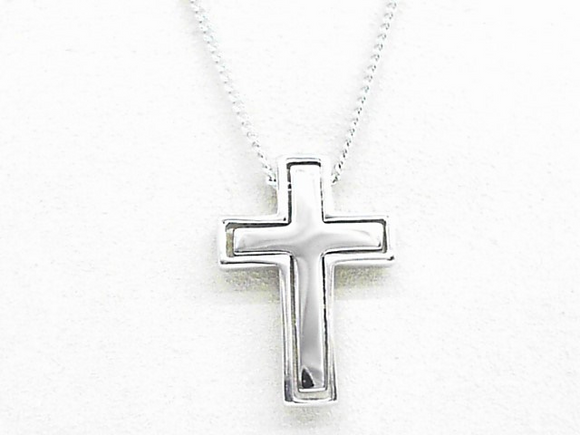 Sterling Silver Couples Cross (2 pc) Pendant with 1.9mm 20