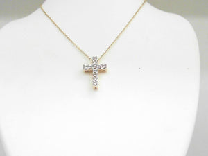 14k Yellow Gold Diamond (0.17ct) Cross Pendant